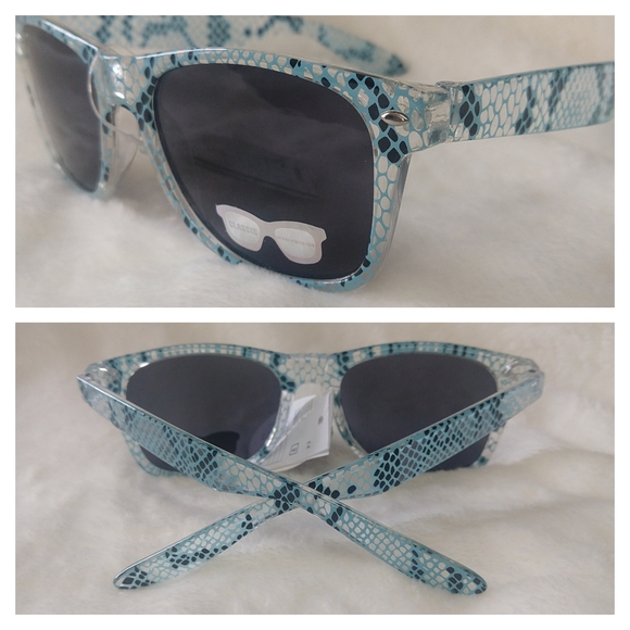 Retro UV 400 Snakeskin Print Clear Sunglasses - Picture 1 of 8